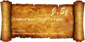 Jamberger Szíriusz névjegykártya